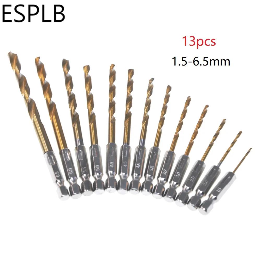 ESPLB ƼŸ 帱 Ʈ, HSS  1/4  ũ,  ݼ öƽ ƮƮ 帱 , 1.5-6.5mm, Ʈ 13 